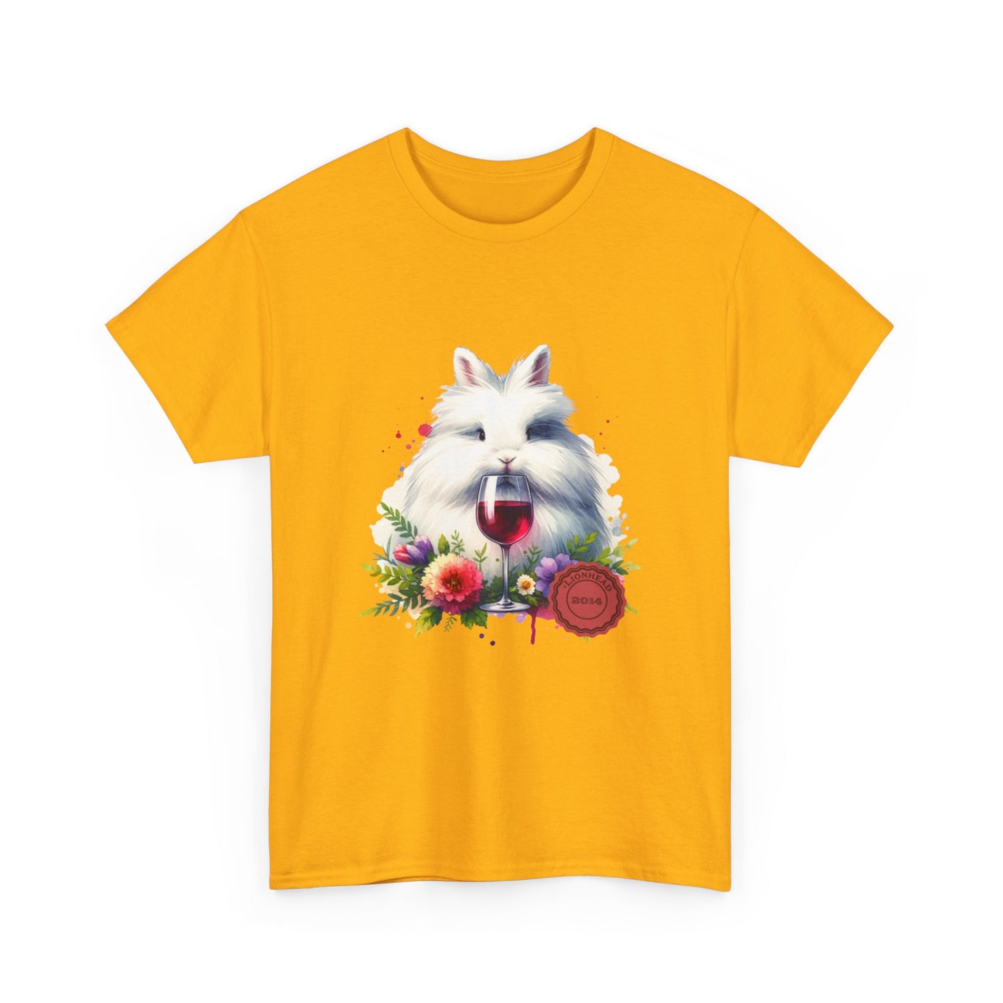 Watercolor lionhead drinking wineUnisex Heavy Cotton Tee