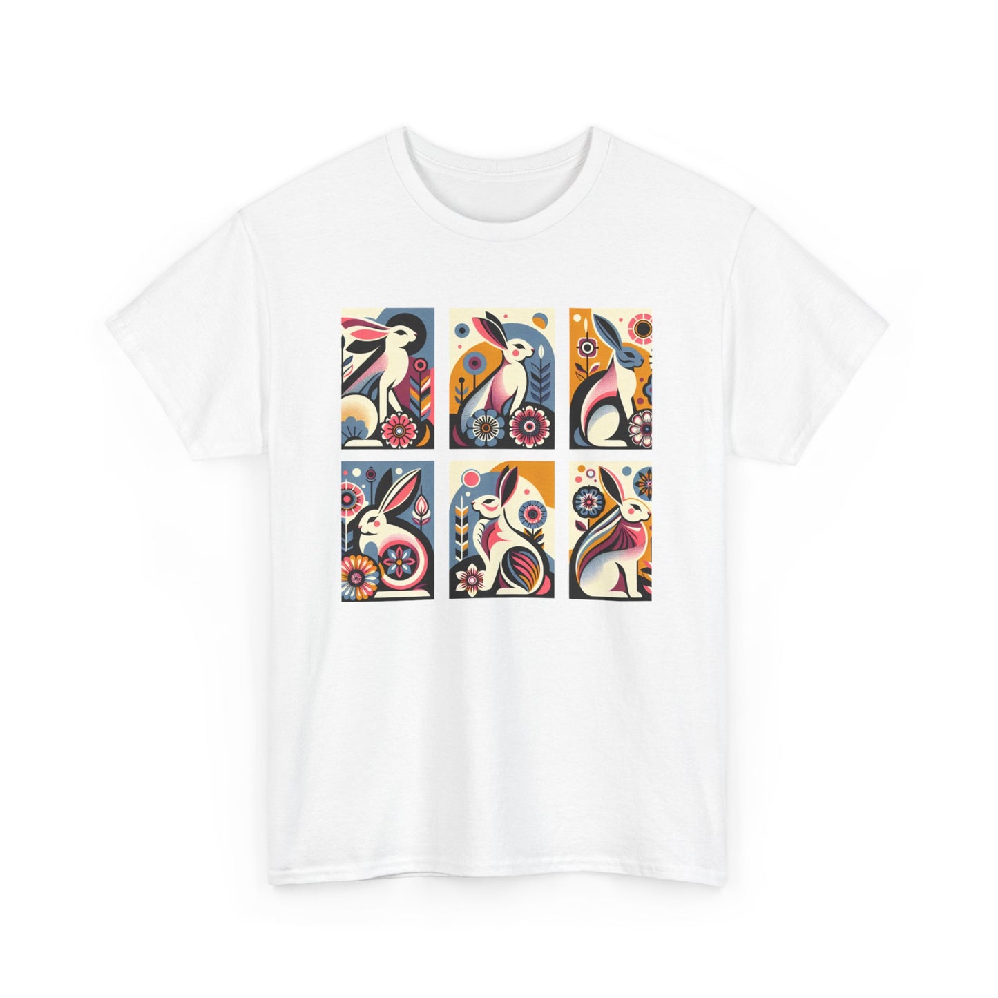 Art Deco original art Bunny Unisex Heavy Cotton Tee