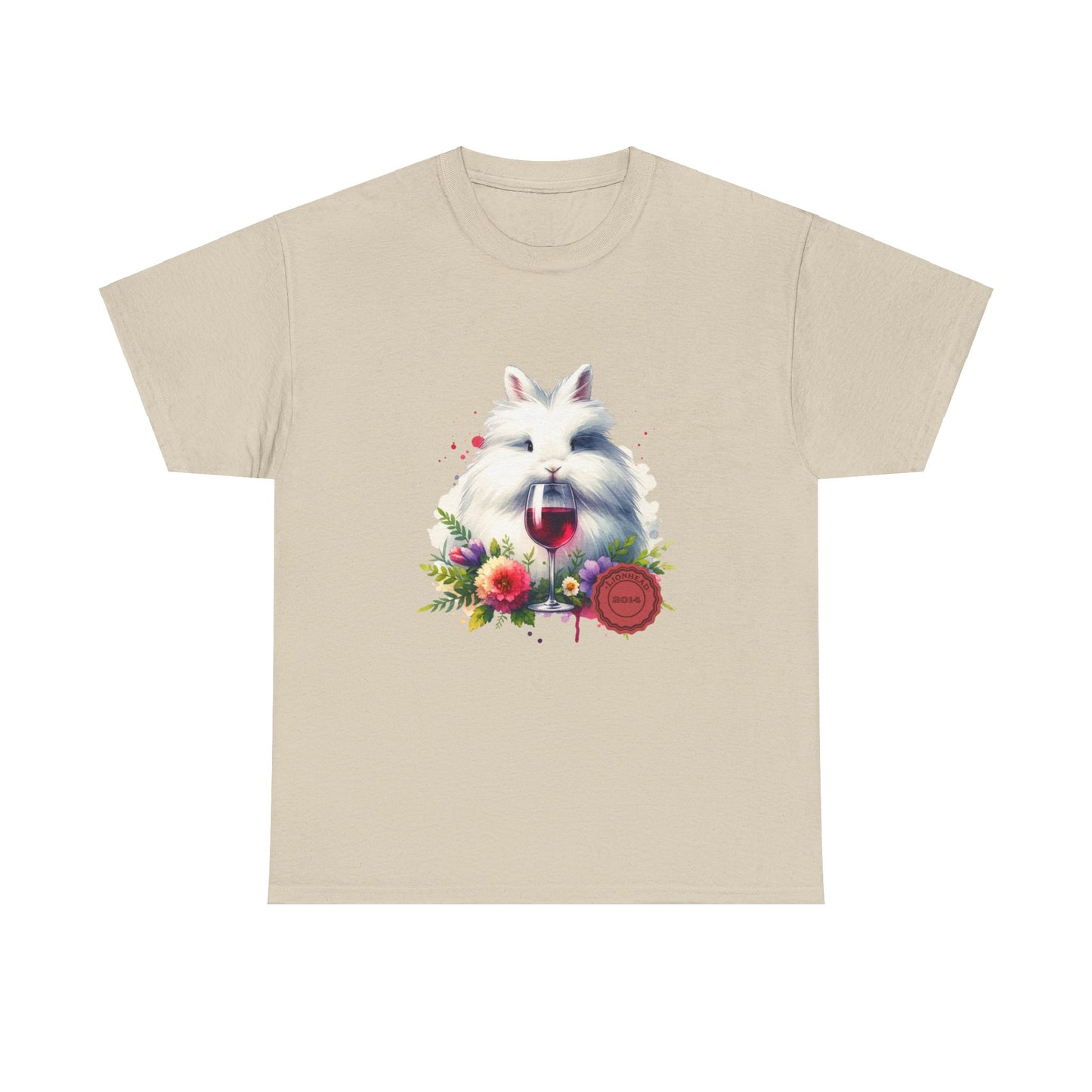 Watercolor lionhead drinking wineUnisex Heavy Cotton Tee