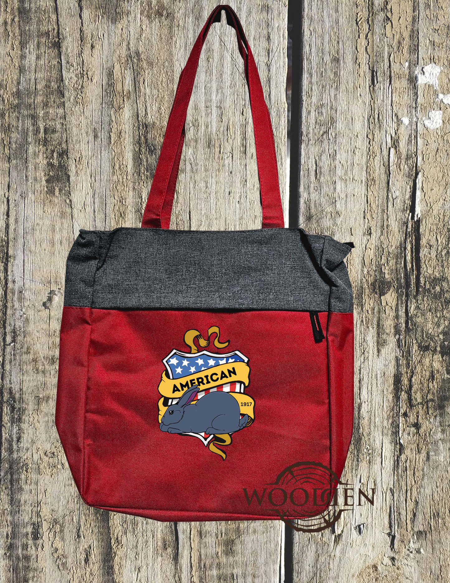 American rabbit red tote bag