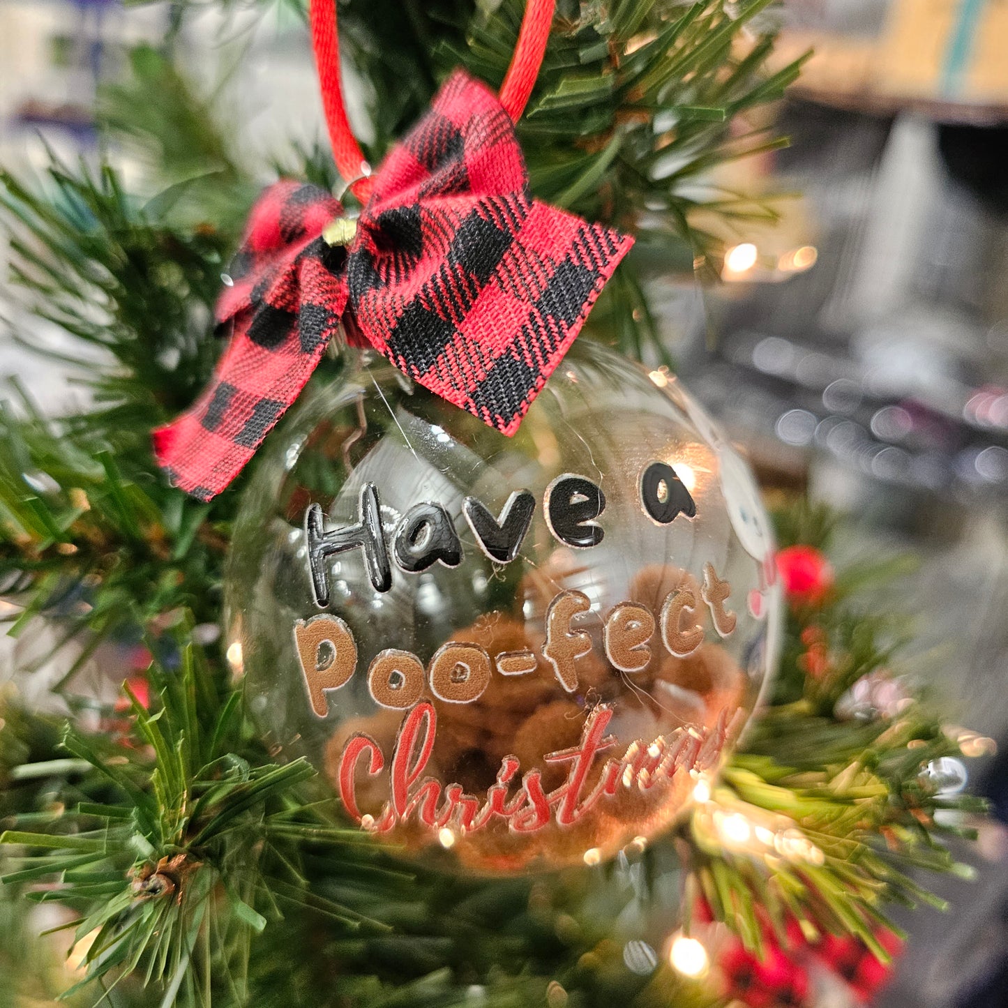 Have a poo-fect Christmas glass ball ornament