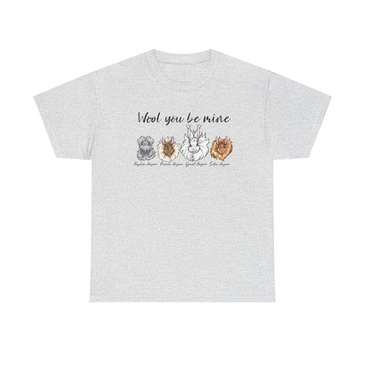 Wool You Be Mine Unisex Heavy Cotton Tee - Cute angora bunny Design Tee for Casual Wear