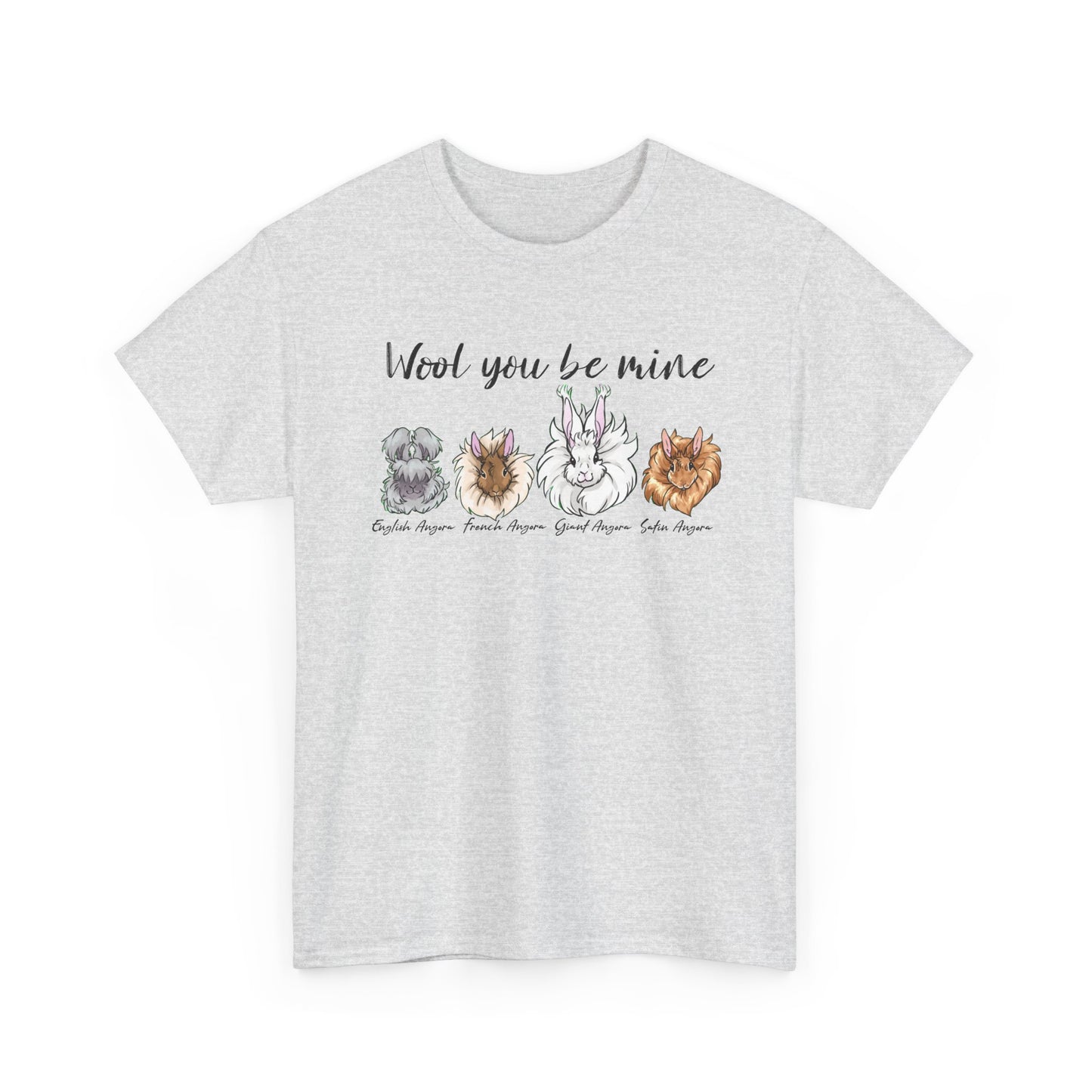 Wool You Be Mine Unisex Heavy Cotton Tee - Cute angora bunny Design Tee for Casual Wear