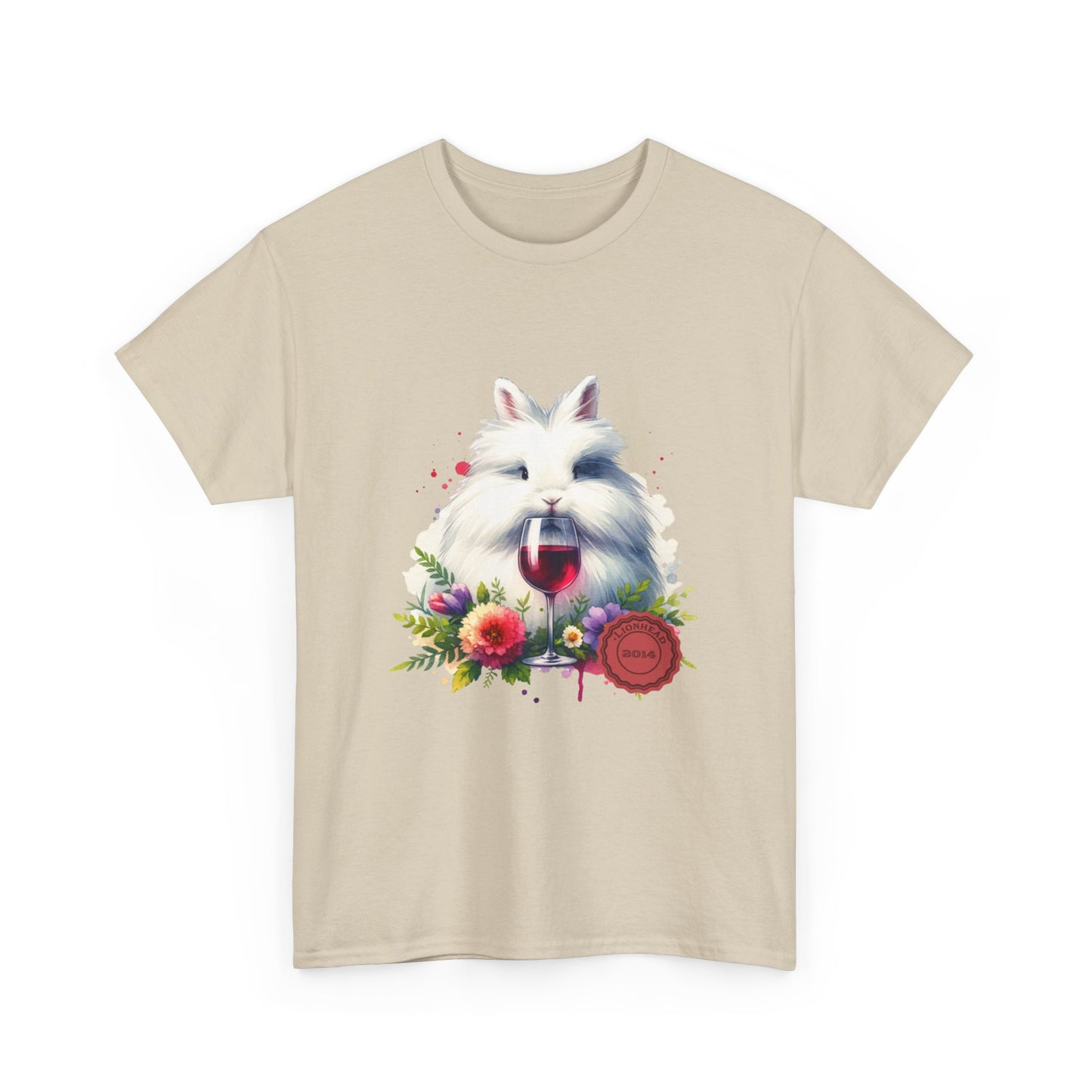 Watercolor lionhead drinking wineUnisex Heavy Cotton Tee